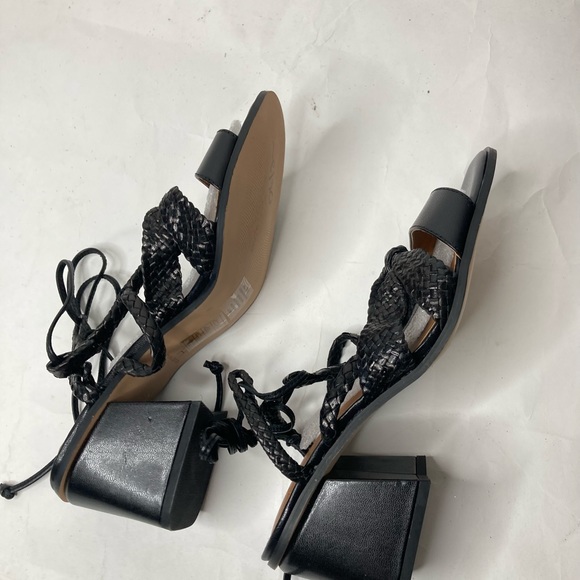 H by Halston Piper Black Leather Sandal Heels - Picture 6 of 7